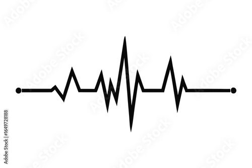 Black Heartbeat Line with Two Terminal Points Represents the Pulse Pattern