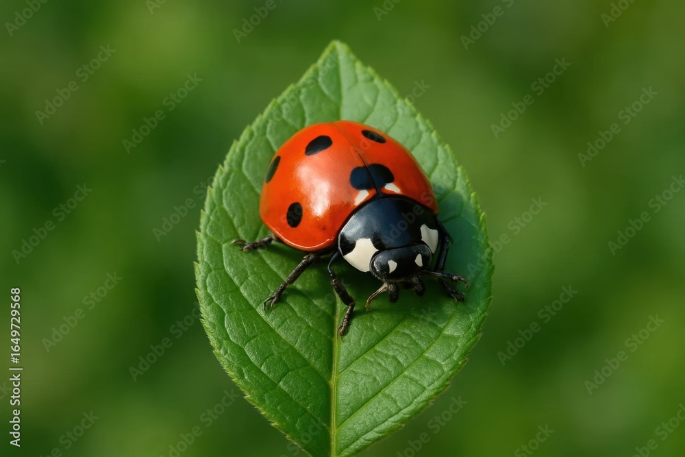 A Ladybird Beetle at Rest on a Leaf A Ladybird Beetle at Rest on a Leaf