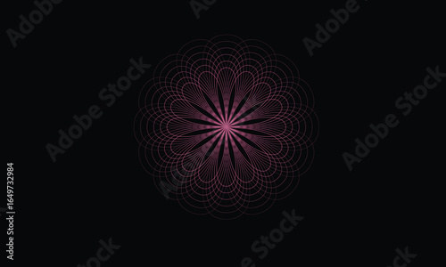 spirograph with circles, spiral graphic line, spirograph, abstract element on a black background, spirograph image