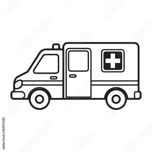Wallpaper Mural Black and white vector outline of an ambulance with a medical cross emergency vehicle healthcare Torontodigital.ca