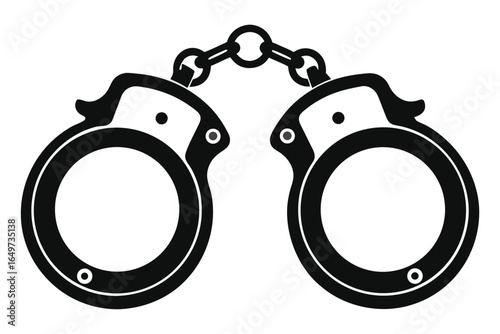 Simple Black Handcuffs Illustration Featuring Chains and Two Rings Ready for Use