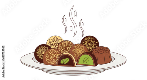 Delicious Assortment of Gourmet Chocolate Truffles on a Plate A Sweet Treat for Any Occasion