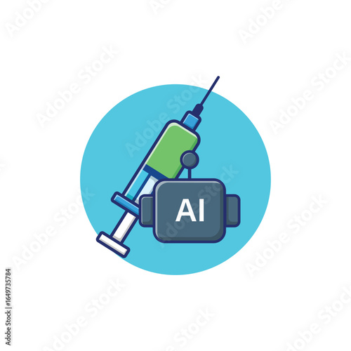 AI Robot with Injection Vector Illustration. AI Robot Surgery Concept Design