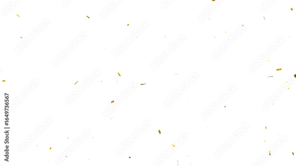 Fototapeta premium Confetti partical isolated background. 3d Rendering Transparent Confetti. 3d render of Spiral Gold confetti flying. Golden Confetti Transparent Background. Gold Confeti Failling White Background