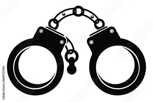 Black Handcuffs Illustration Law Enforcement Equipment, Crime, Security, and Criminal Justice Symbol