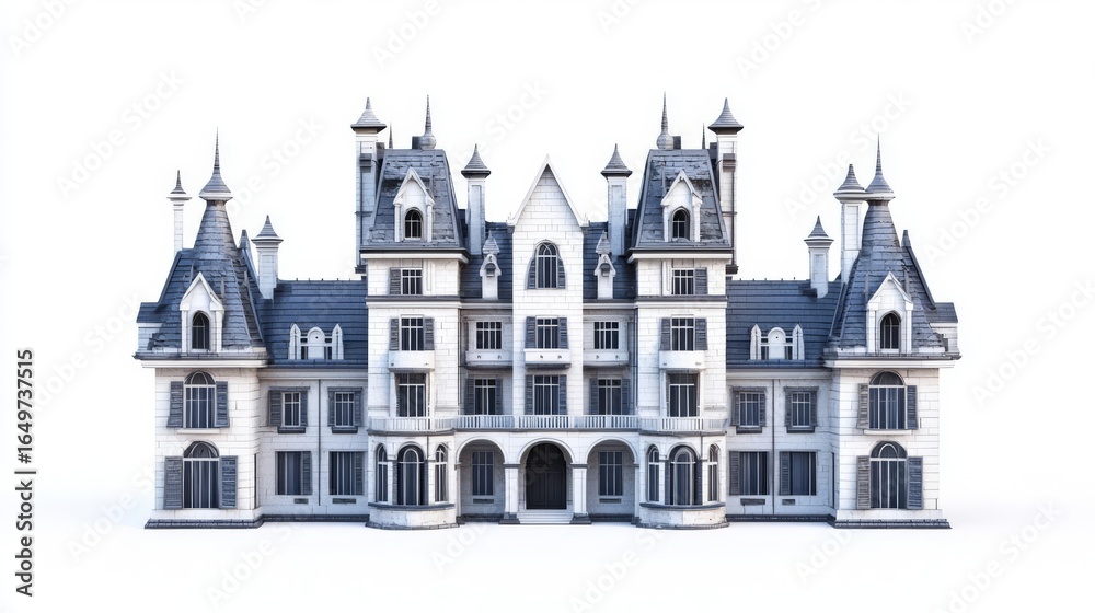 Fototapeta premium A grand, elegant mansion featuring intricate designs and a classic architectural style.