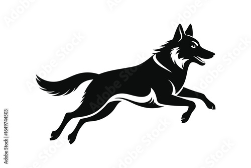 Wallpaper Mural Sleek Black Silhouette of a Wolf Leaping with Energetic Motion and Focused Gaze Torontodigital.ca