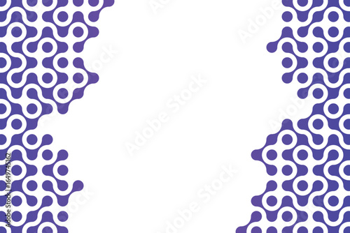 Abstract gradient background with abstract pattern of connected dots, metaball. Purple gradient, minimalistic pattern of circles and dots. Vector illustration.