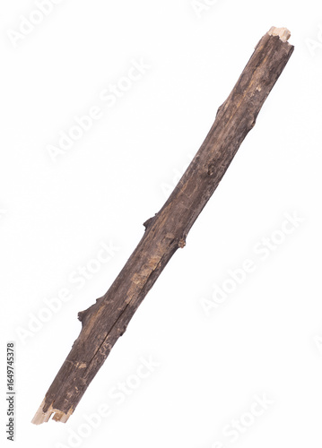 old broken stick isolated on white background