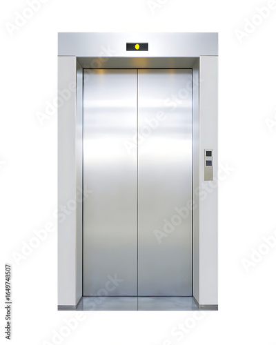 Obraz na płótnie Modern elevator doors metallic silver isolated on a transparent background
