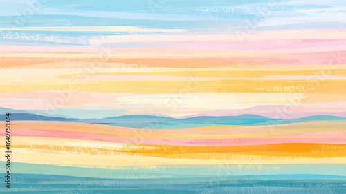 Painted Abstract Background with Horizontal Brush Strokes Featuring Blue Orange and Yellow Hues for Modern Art and Design