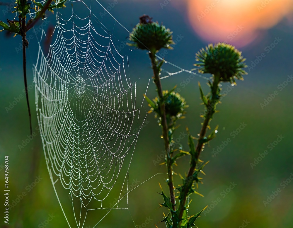 custom made wallpaper toronto digitalDew-kissed spiderweb at dawn