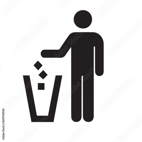 3d icons of people and a trash can, symbolizing business, men, and women figures