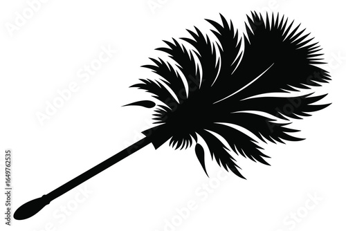 Black Silhouette of a Feather Duster for Cleaning, Home Care, and Maintenance Tasks