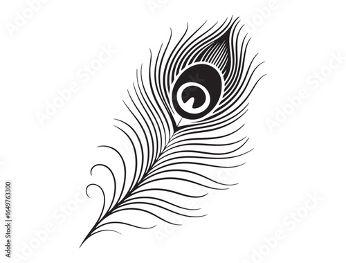 Vector silhouette of a Peacock feather logo design, Hand drawn Peacock feather set, Peacock feather logo design vector illustration, Peacock feather logo icon template vector illustration.