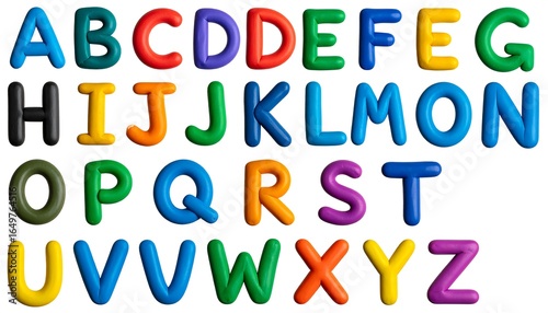 Colorful alphabet letters made of playdough.