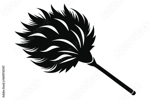 Stylized Black Feather Duster Icon for Cleaning or Design Projects, Isolated Image