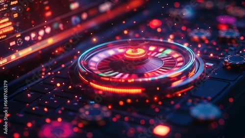Neon Roulette Wheel Spins.