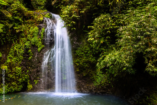 Le SDG waterfall in Martinique, France. The Saut du Gendarme waterfall is a splendid tourist spot in Martinique.