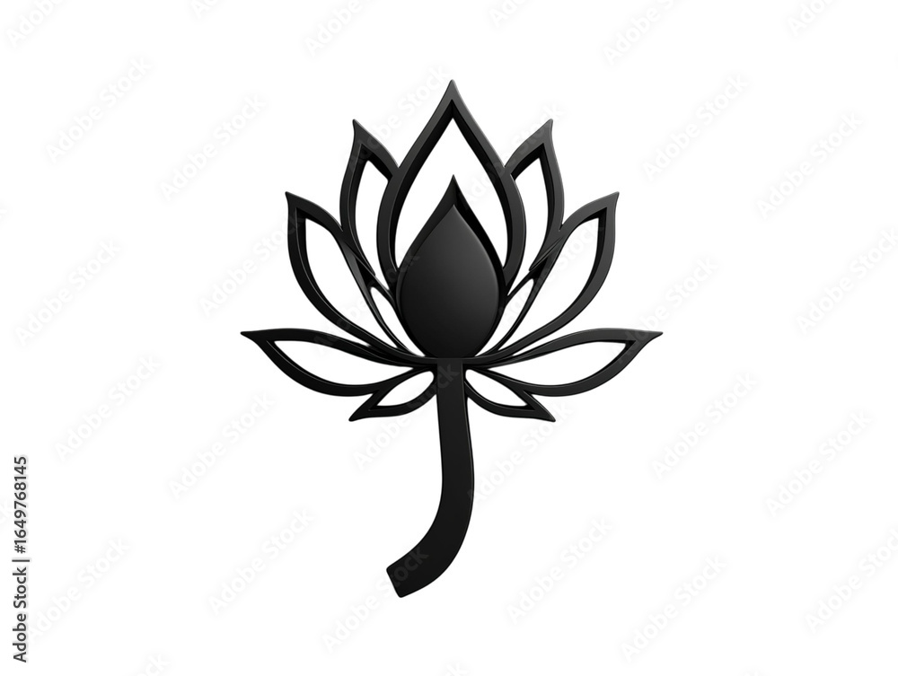 Fototapeta premium Elegant black lotus flower design, symbolizing peace and spirituality.