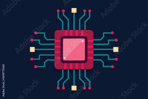 artificial intelligence chip implant with neon circuits