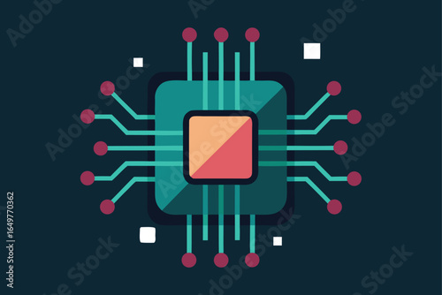 ai chip implant in dark glowing circuits