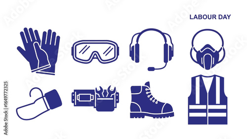 Safety First: A collection of essential safety equipment laid out against a simple background. Showcasing protective gear