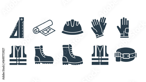 Construction Icons Collection: A comprehensive collection of safety and construction equipment icons, perfectly suited for architectural projects.