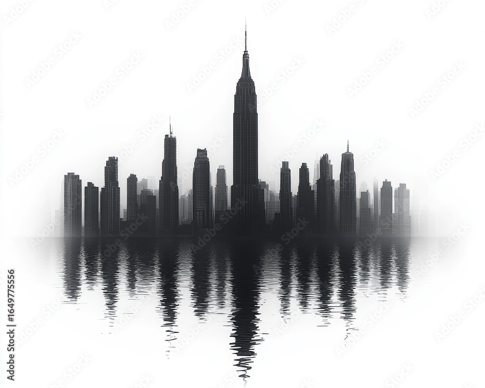Obraz premium Misty cityscape reflection