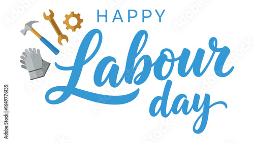 Labor Day Celebration: A vibrant illustration of Labor Day, featuring essential tools and artistic typography that symbolize the spirit of the workforce and societal contribution.