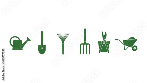 Gardening Tools: A curated array of essential gardening tools, presented in a sleek, minimalistic style, perfect for any project and showcasing the simple beauty of nature.