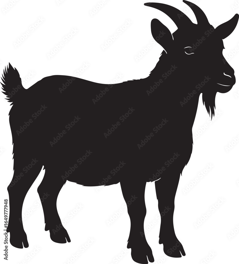 Obraz premium American pygmy goat farm animal silhouette vector illustration