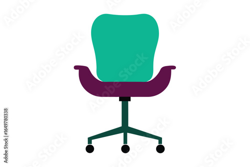 Vibrant Teal and Purple Office Chair with Wheels in a Minimalist Style