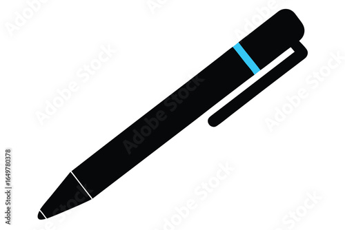 Minimalist black pen illustration with blue accent and white background creating simplicity