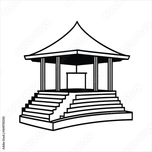 Pavilion with Overhang Modern Design Vector