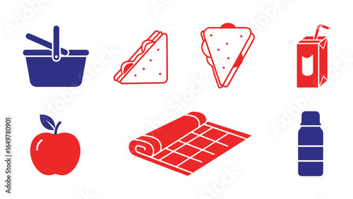 Picnic Essentials: A visual feast of iconic picnic elements, showcasing a delightful array of food and supplies, evoking the simplicity of outdoor dining.