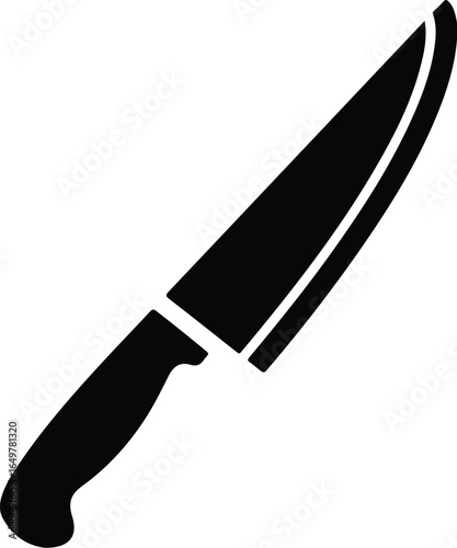 Black and White Chefs Knife Icon.
