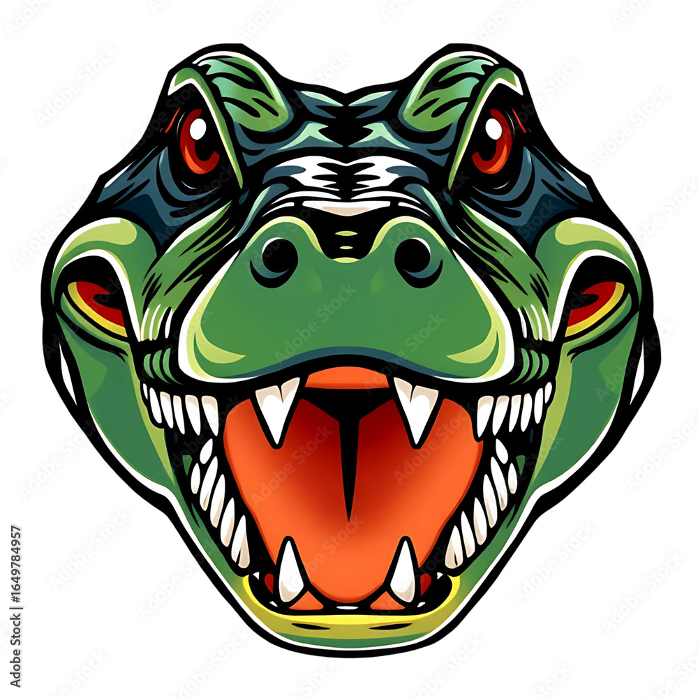 Obraz premium Crocodile head, crocodile head logo, multi-colored to make it more visible and attractive, close-up, transparent background