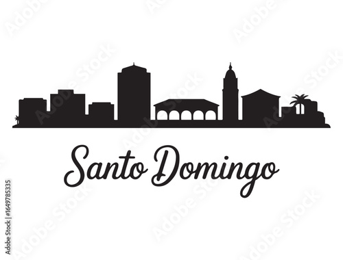 Santo Domingo skyline silhouette. Landscape Santo Domingo, Dominican Republic. Vector illustration. Vector black silhouette. with white background