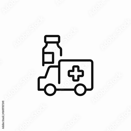 ambulance delivering vaccine icon sign vector