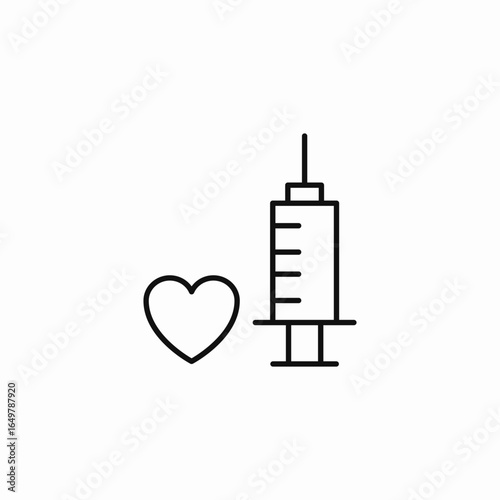 heart syringe care icon sign vector