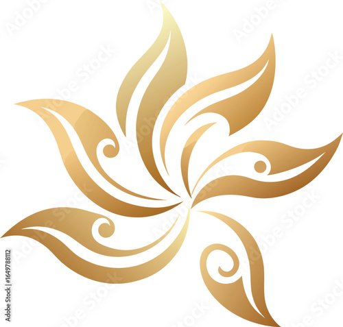stylized gilded botanical swirl metallic petals