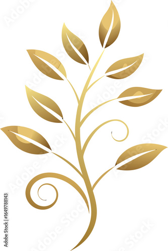 stylized gilded plant curling stems shimmering leaves