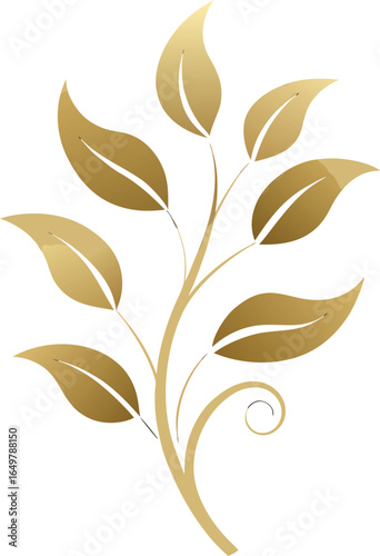 stylized gilded plant curling stems shimmering foliage