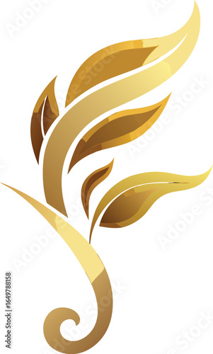 stylized gilded plant scroll glowing petals flowing