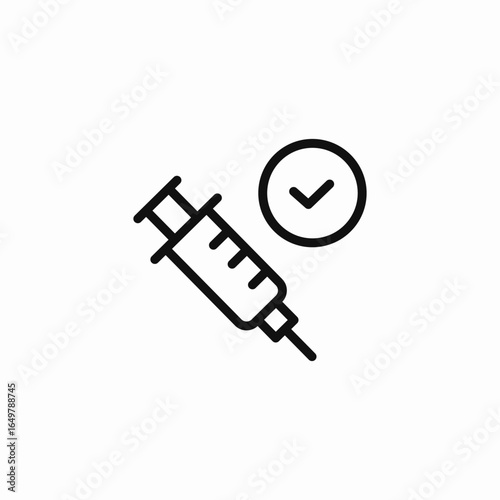 syringe with checkmark icon sign vector