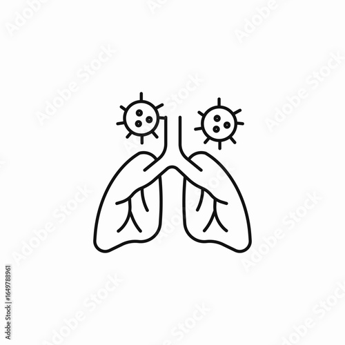 virus infected lungs icon sign vector