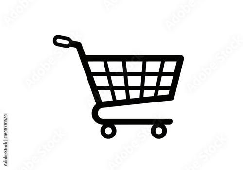 Vector art of black shopping cart icon isolated on white background