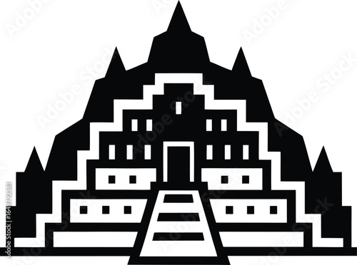 Machu picchu black silhouette icon