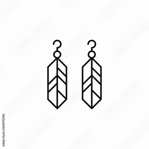 feather dangle earrings icon sign vector